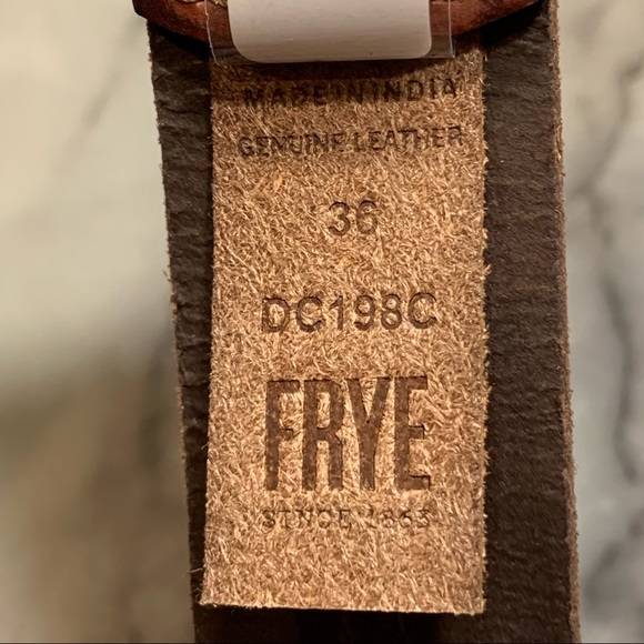 Frye Men’s Genuine Leather Brown Stitched Belt - Picture 11 of 16